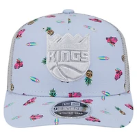 Casquette extensible à bouton-pression New Era bleu clair/gris Sacramento Kings Adventure Aloha Pattern 9SEVENTY pour homme