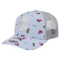 Casquette extensible à bouton-pression New Era bleu clair/gris Sacramento Kings Adventure Aloha Pattern 9SEVENTY pour homme