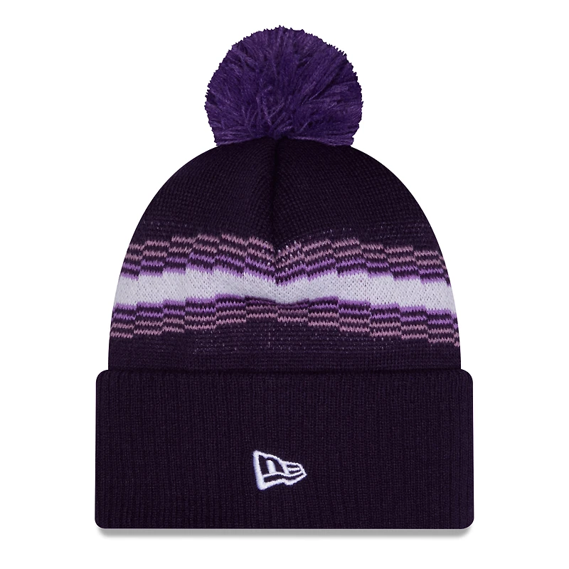 Bonnet à revers New Era violet Sacramento Kings édition City 2025/26 pour homme avec pompon