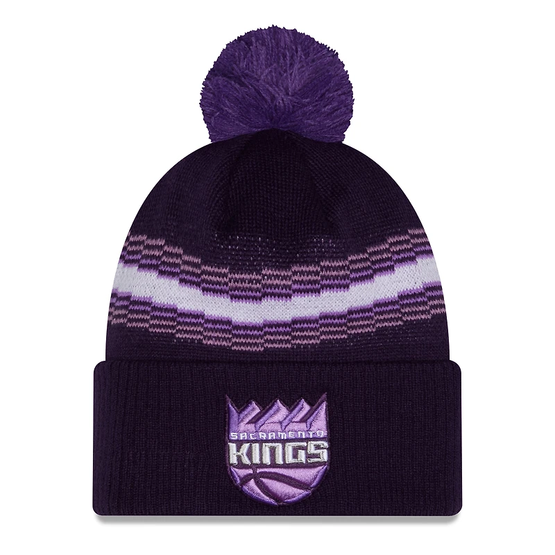 Bonnet à revers New Era violet Sacramento Kings édition City 2025/26 pour homme avec pompon