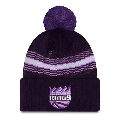 Bonnet à revers New Era violet Sacramento Kings édition City 2025/26 pour homme avec pompon