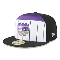 Casquette ajustée New Era 59FIFTY Sacramento Kings 2025 NBA Tip Off Split Panel pour homme, blanche et noire
