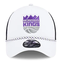 Men's New Era White/Black Sacramento Kings Court Sport Foam A-Frame 9FORTY Adjustable Trucker Hat