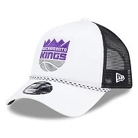 Casquette de camionneur réglable en mousse A-Frame 9FORTY New Era pour hommes, blanc/noir, Sacramento Kings Court Sport