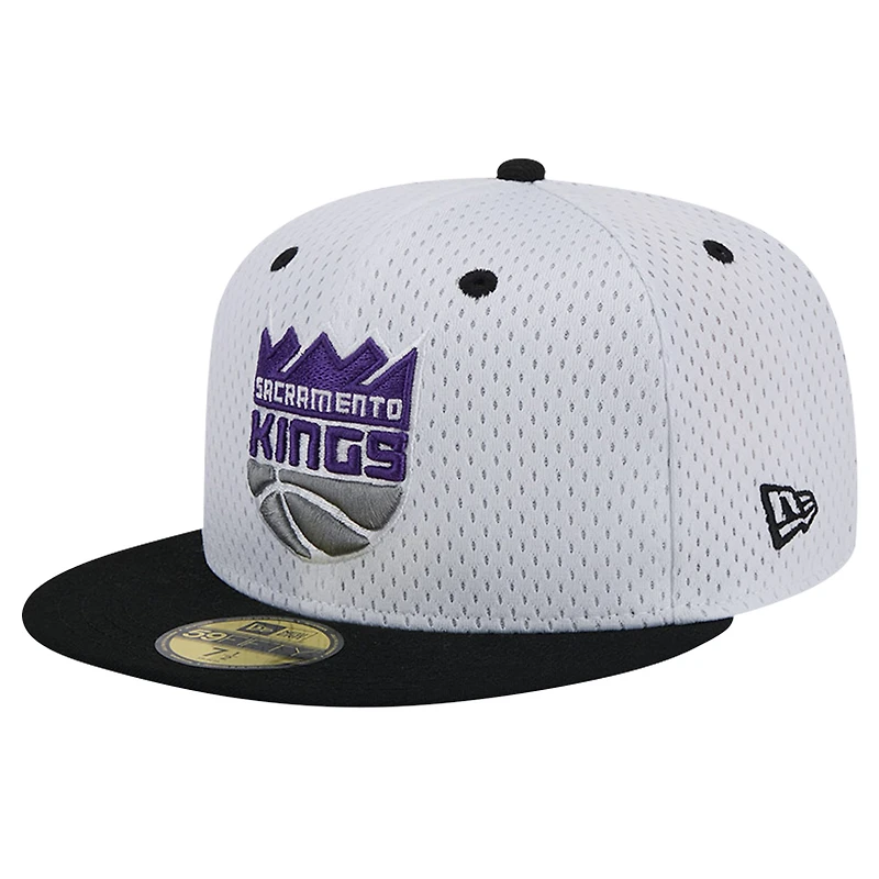Casquette ajustée 59FIFTY Throwback 2Tone New Era pour hommes, blanc/noir, Sacramento Kings