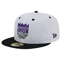 Casquette ajustée 59FIFTY Throwback 2Tone New Era pour hommes, blanc/noir, Sacramento Kings