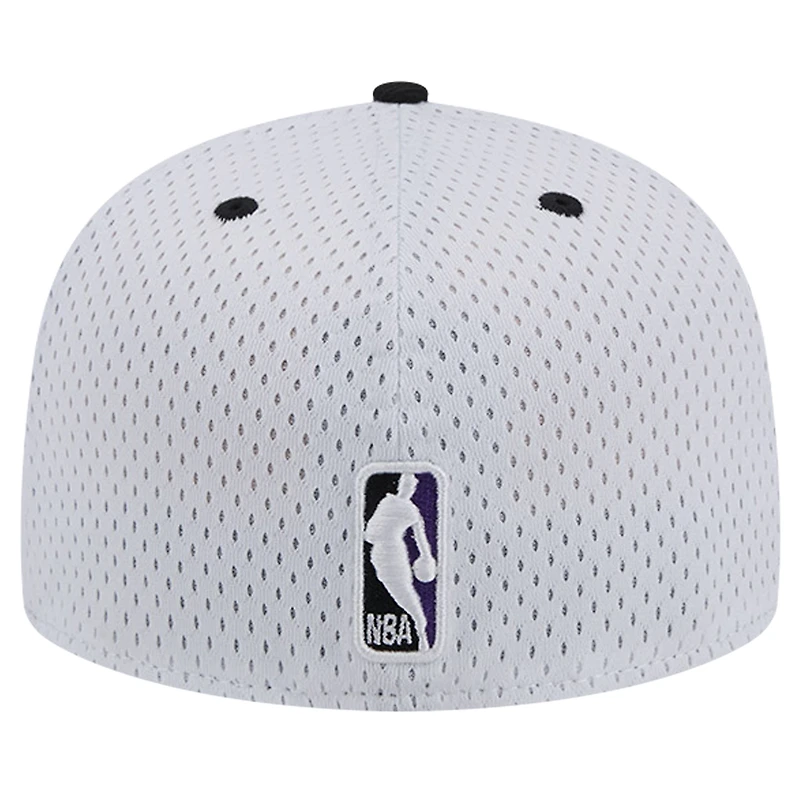 Casquette ajustée 59FIFTY Throwback 2Tone New Era pour hommes, blanc/noir, Sacramento Kings