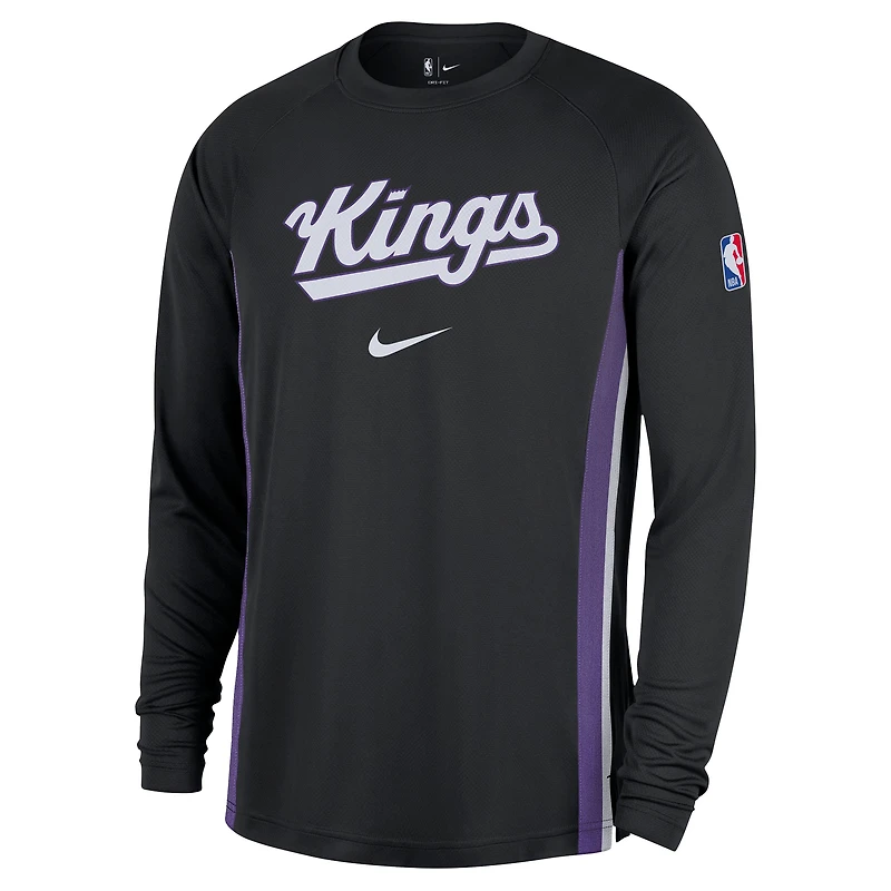 Maillot de tir Nike noir à manches longues pour homme Sacramento Kings 2025/26 Authentic Pre-Game Legend Dri-FIT