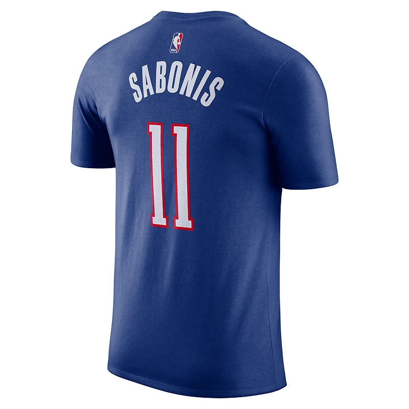 T-shirt Nike Domantas Sabonis pour homme, édition City 2024/25, bleu, avec nom et numéro des Sacramento Kings