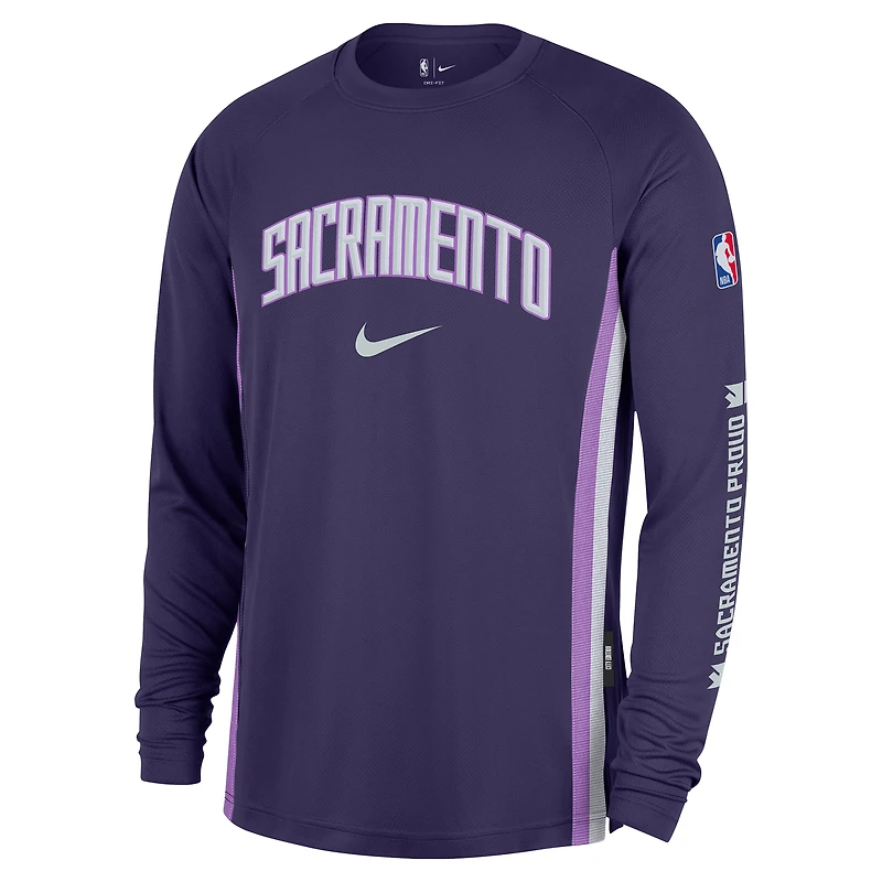 T-shirt d'entraînement à manches longues Nike violet Sacramento Kings 2025/26 City Edition Authentic Pregame Dri-FIT pour homme