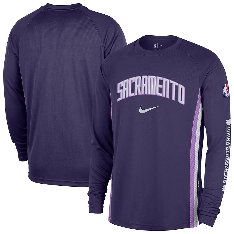 T-shirt d'entraînement à manches longues Nike violet Sacramento Kings 2025/26 City Edition Authentic Pregame Dri-FIT pour homme