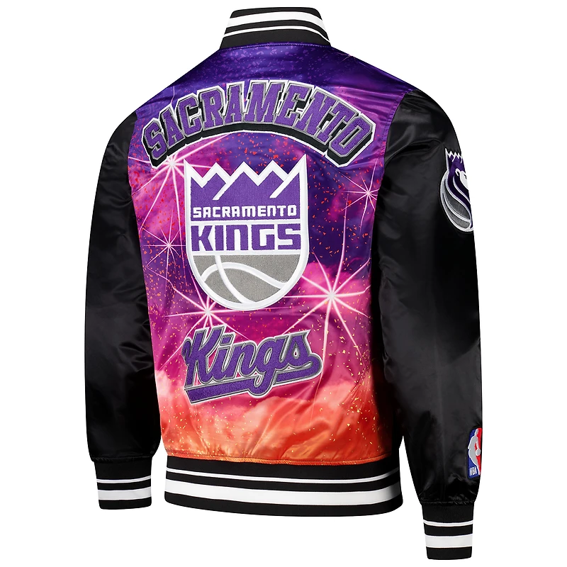 Men's Pro Standard Black Sacramento Kings Sublimated Satin Full-Snap Jacket