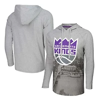 T-shirt à capuche manches longues Stadium Essentials Heather Grey Sacramento Kings Atrium Raglan pour hommes