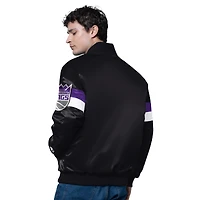 Men's Starter White Sacramento Kings Triple Option Varsity Full-Snap Satin Jacket
