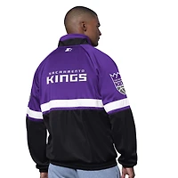 Men's Starter Purple/White Sacramento Kings The Veteran Tricot Track Raglan Full-Zip Jacket