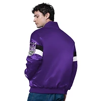 Veste en satin violet à boutons-pression triple option pour homme des Sacramento Kings