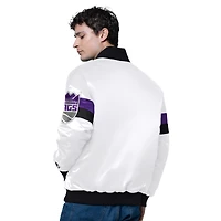 Men's Starter Sacramento Kings Triple Option Varsity Full-Snap Satin Jacket