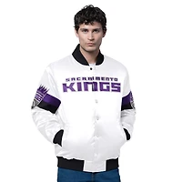 Men's Starter Sacramento Kings Triple Option Varsity Full-Snap Satin Jacket
