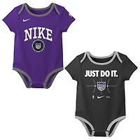 Newborn Nike Purple/Black Sacramento Kings Just Do It Two-Pack Bodysuit Set