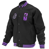 Unisex FISLL Black Sacramento Kings Logoman Shadow Collection Full-Snap Varsity Jacket