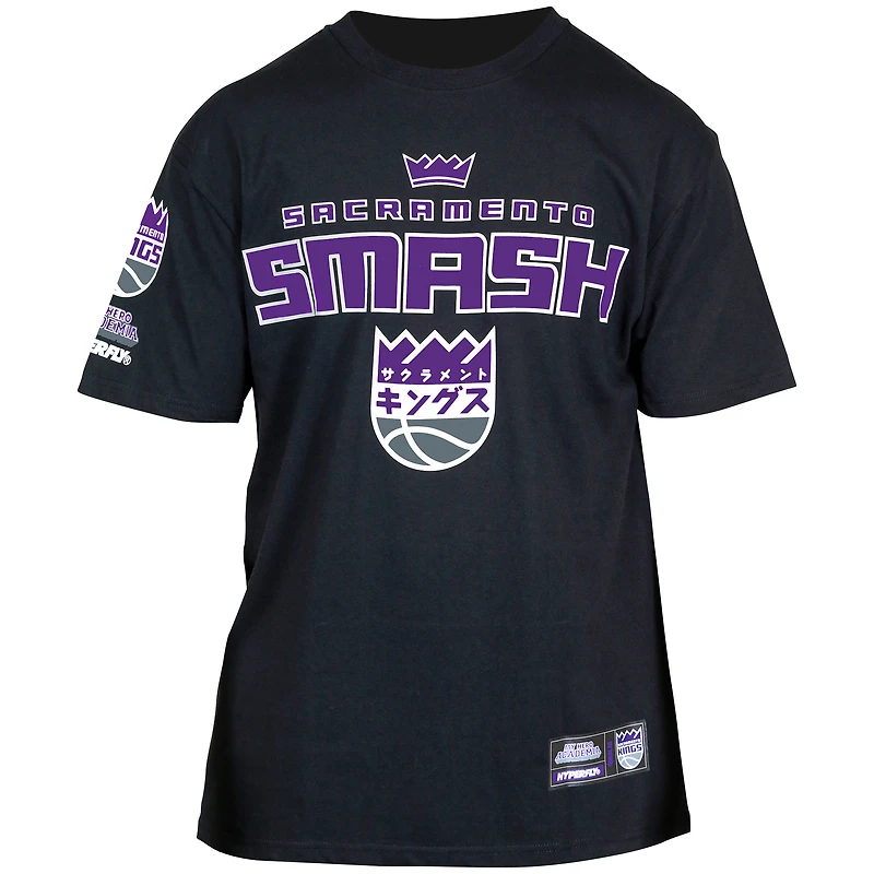 T-shirt unisexe Hyperfly noir Sacramento Kings NBA x My Hero Academia All Might Smash