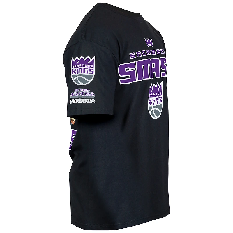 T-shirt unisexe Hyperfly noir Sacramento Kings NBA x My Hero Academia All Might Smash