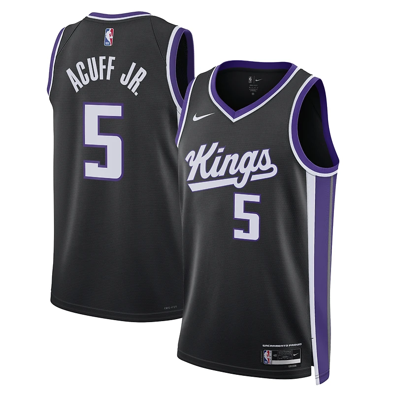 Maillot unisexe Nike Darius Acuff Jr. noir Sacramento Kings Swingman - Édition Icon