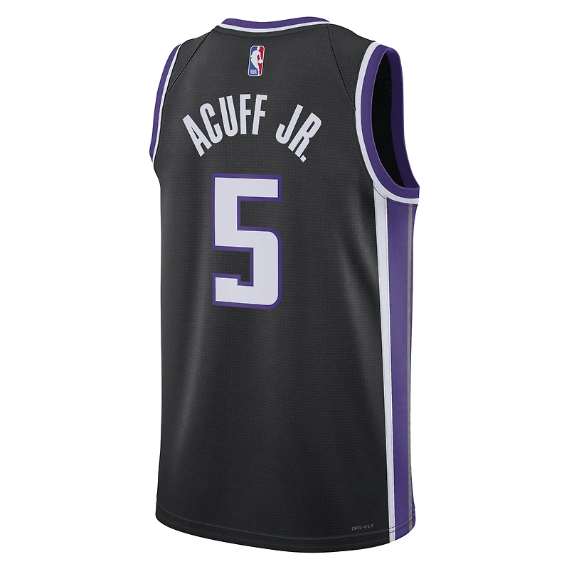 Maillot unisexe Nike Darius Acuff Jr. noir Sacramento Kings Swingman - Édition Icon