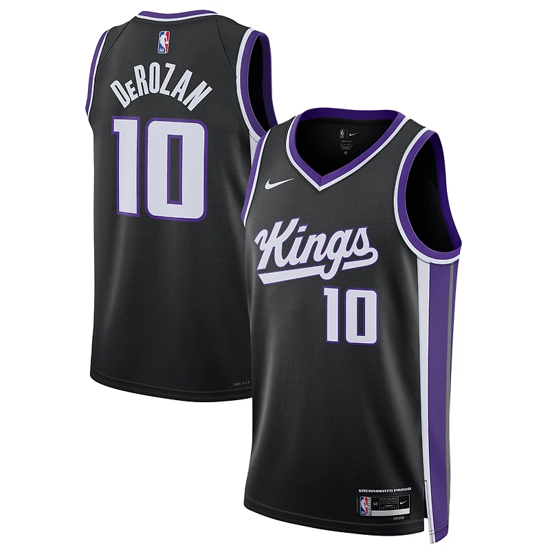 Maillot de joueur Nike DeMar DeRozan noir unisexe des Sacramento Kings Swingman - Édition Icon
