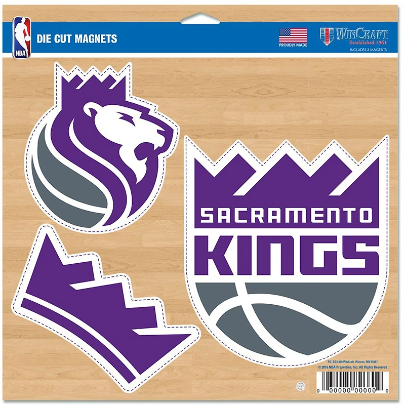 Ensemble de 3 aimants pour voiture WinCraft Sacramento Kings 11" x 11"
