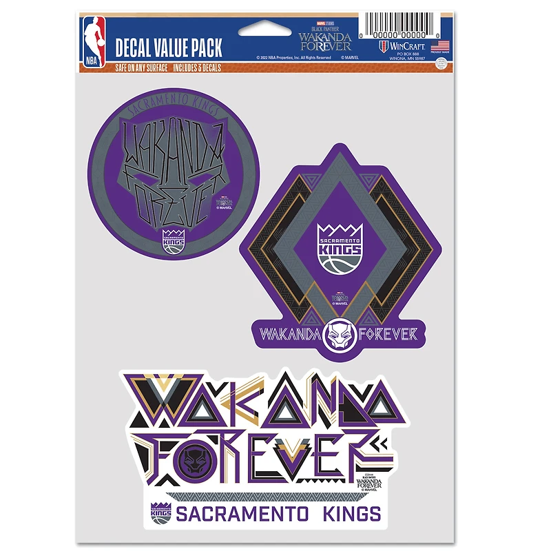 WinCraft Sacramento Kings Three-Pack Black Panther 2 Fan Decal Set