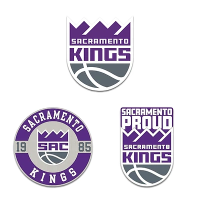 Ensemble de pin de collection WinCraft Sacramento Kings en trois pièces