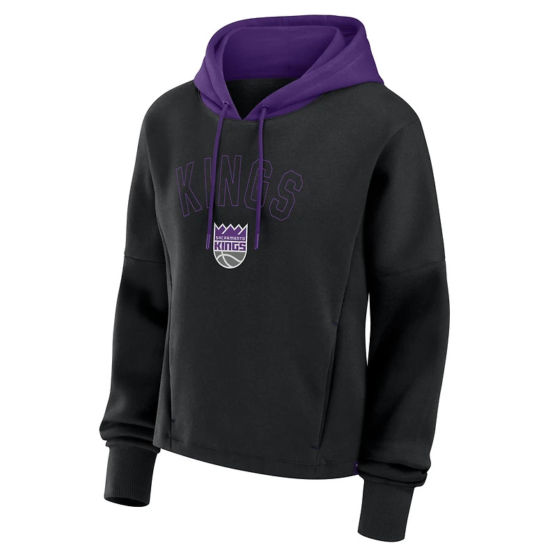 Women's Fanatics  Black Sacramento Kings Post Up Boxy Pullover Hoodie
