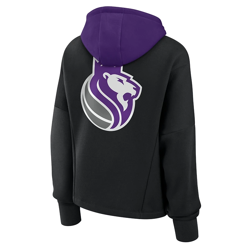 Women's Fanatics  Black Sacramento Kings Post Up Boxy Pullover Hoodie