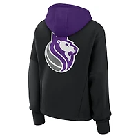 Women's Fanatics  Black Sacramento Kings Post Up Boxy Pullover Hoodie