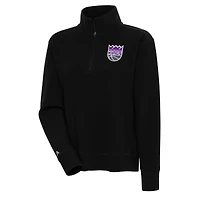 Women's Antigua  Black Sacramento Kings Portal Quarter-Zip Pullover Top