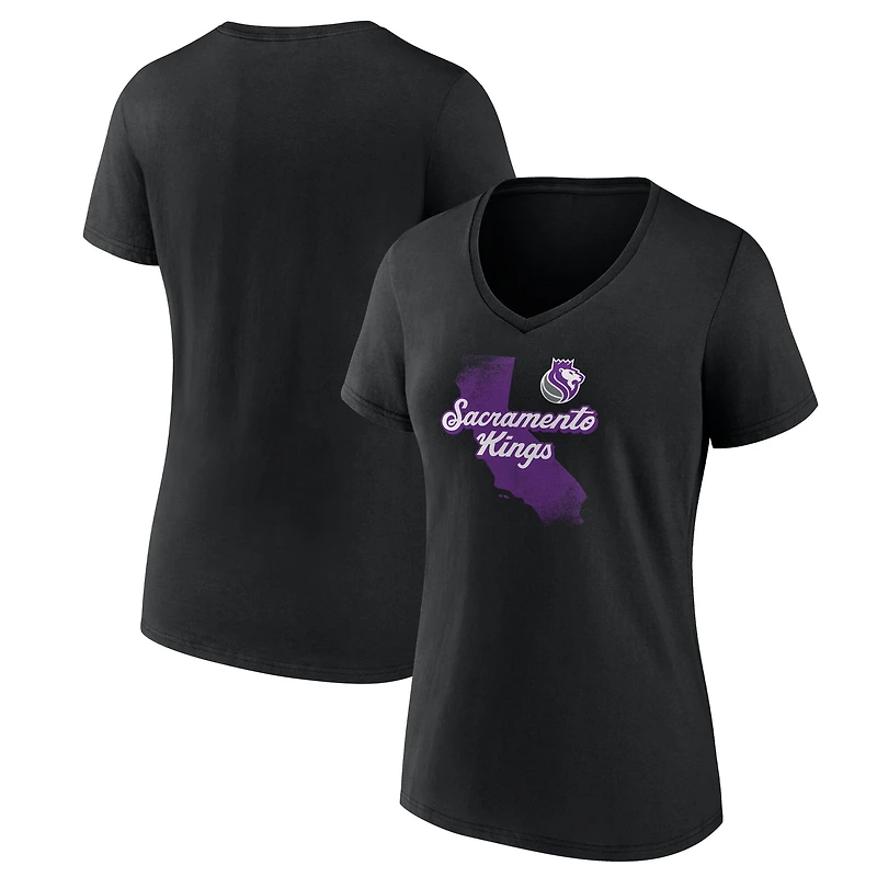 Women's Black Sacramento Kings Pick and Roll Coverage V-Neck T-Shirt