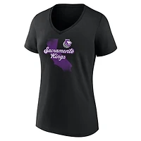 T-shirt noir à col en V pour femmes Sacramento Kings Pick and Roll Coverage