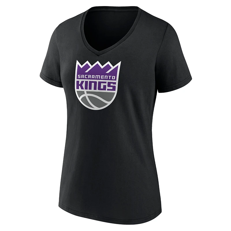 Women's  White Sacramento Kings Primary Logo V-Neck T-Shirt