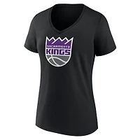Women's  White Sacramento Kings Primary Logo V-Neck T-Shirt
