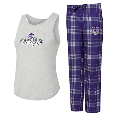 Ensemble débardeur et pantalon Sport Purple/Heather Grey Sacramento Kings pour femme