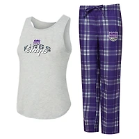 Ensemble débardeur et pantalon Sport Purple/Heather Grey Sacramento Kings pour femme