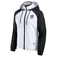 Veste à capuche entièrement zippée et raglan Sacramento Kings Fanatics blanche/noire pour femme