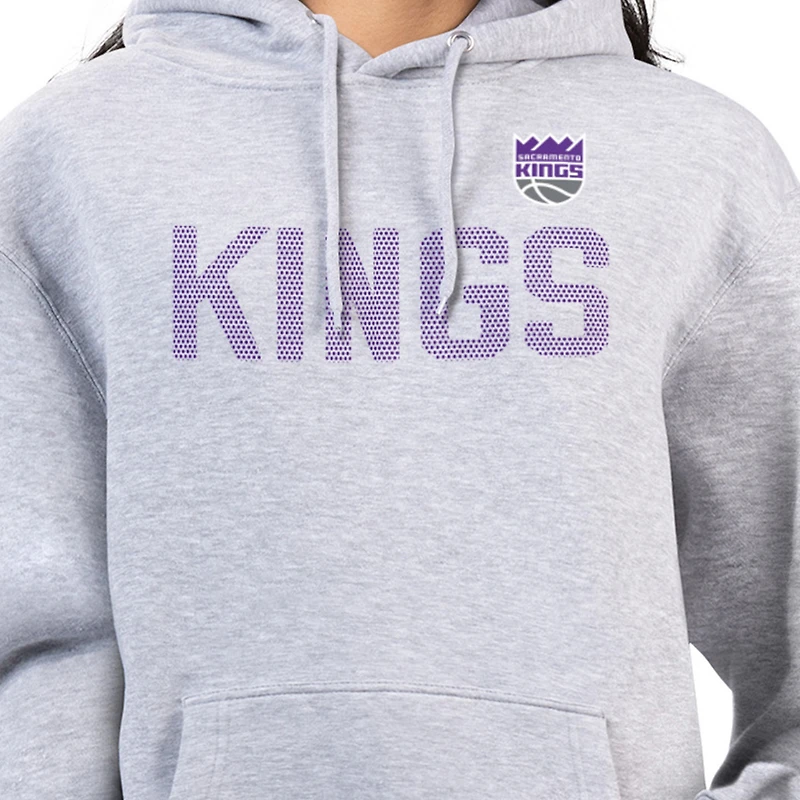 Women's G-III 4Her by Carl Banks Heather Gray Sacramento Kings Dot Print Pullover Hoodie