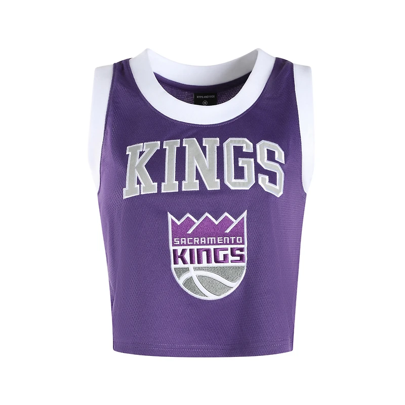 Débardeur court de basketball à col rond violet Sacramento Kings pour femmes la marque Hype and Vice