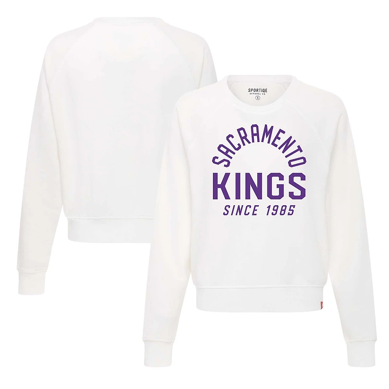 Women's Sportiqe White Sacramento Kings Ashlyn Super Soft Raglan Pullover Sweatshirt