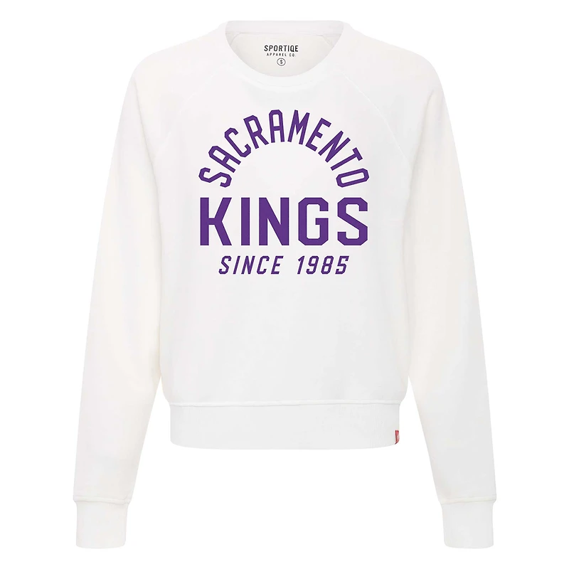 Sweat-shirt à enfiler raglan super doux Sportiqe White Sacramento Kings Ashlyn pour femmes