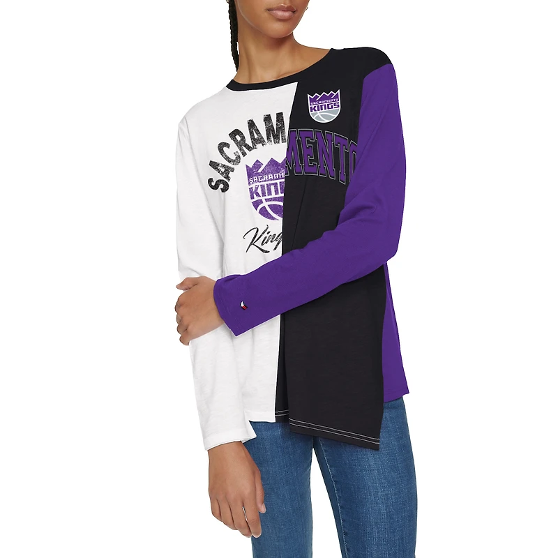 T-shirt à manches longues blocs de couleurs Amelia pour femme Tommy Jeans blanc/noir Sacramento Kings