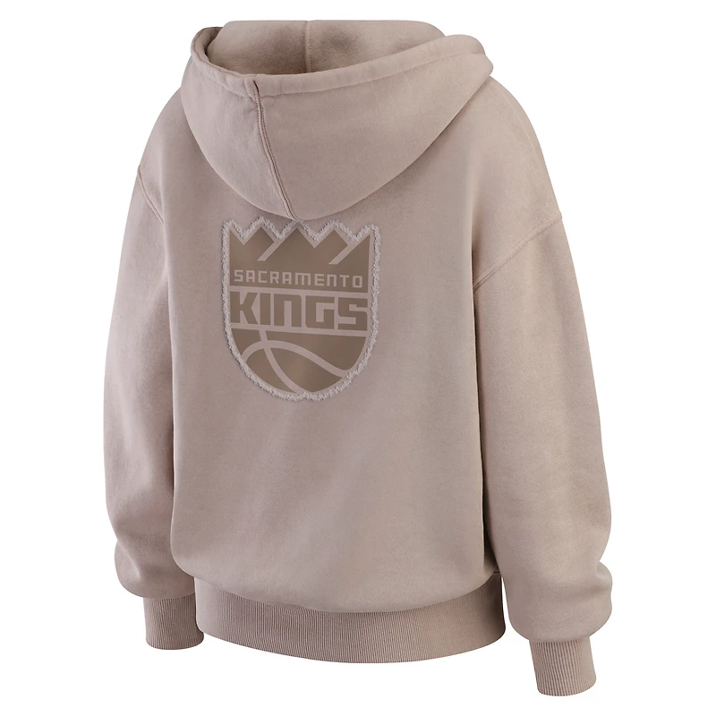 Women's WEAR by Erin Andrews  Tan Sacramento Kings Washed Pullover Crewdie