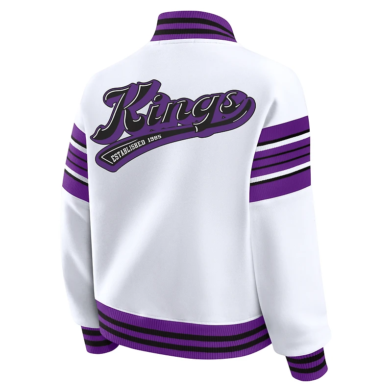 Veste sweat-shirt en polaire blanche à boutons-pression pour femme WEAR by Erin Andrews des Sacramento Kings